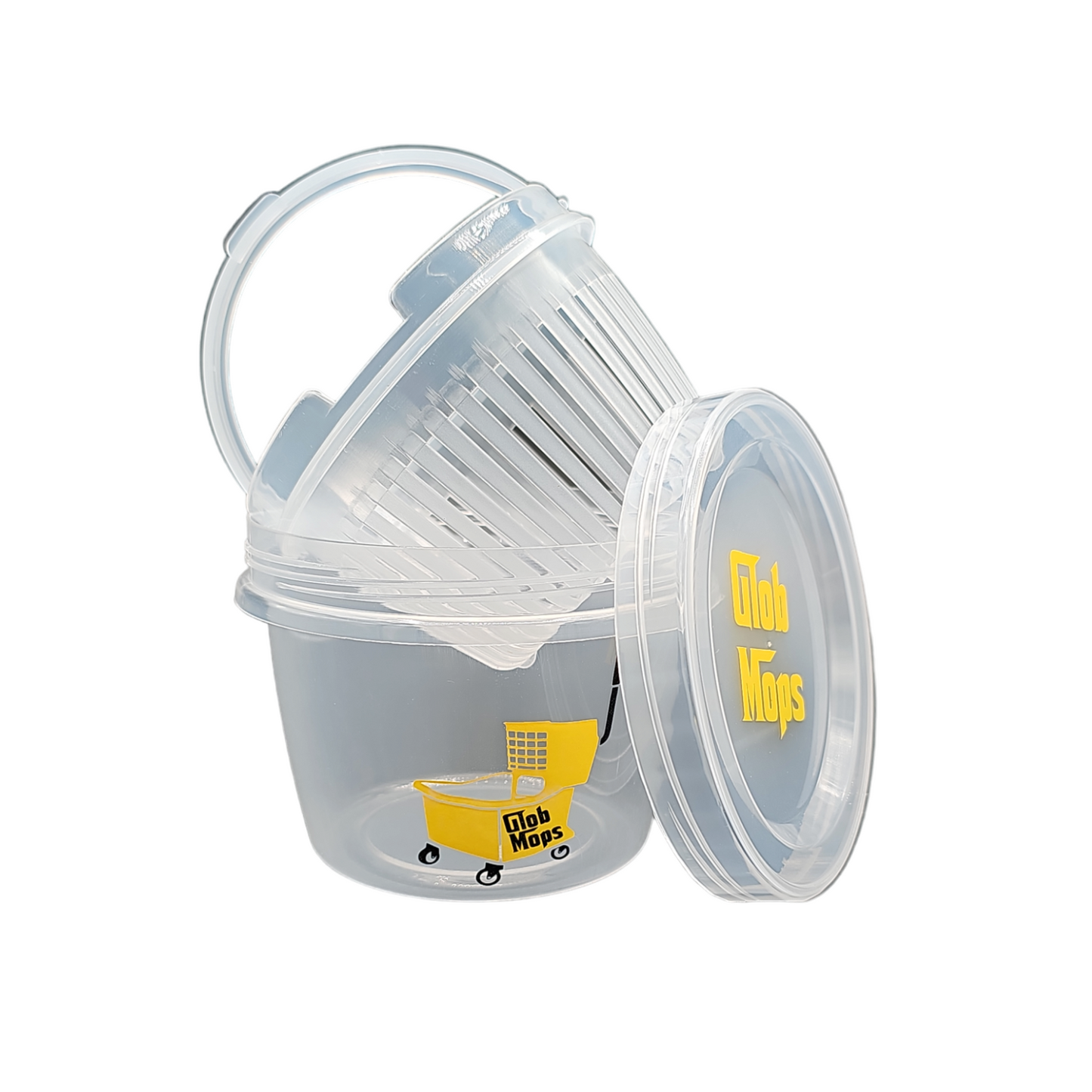 Round ISO mop bucket with handle and swabs for dab and quartz cleaning