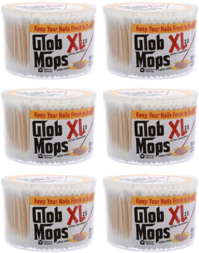 Six tubs of Glob Mops XL 2.0 bamboo dual-tip cleaning swabs shown in a 6-pack bundle